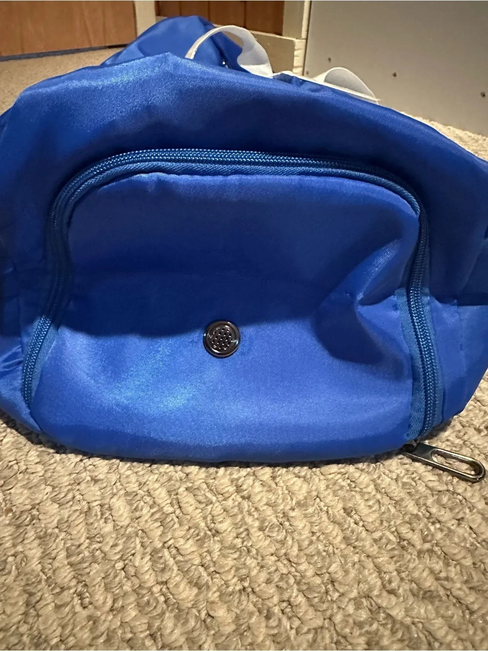 HALARA Blue Gym Duffel Bag with White Straps